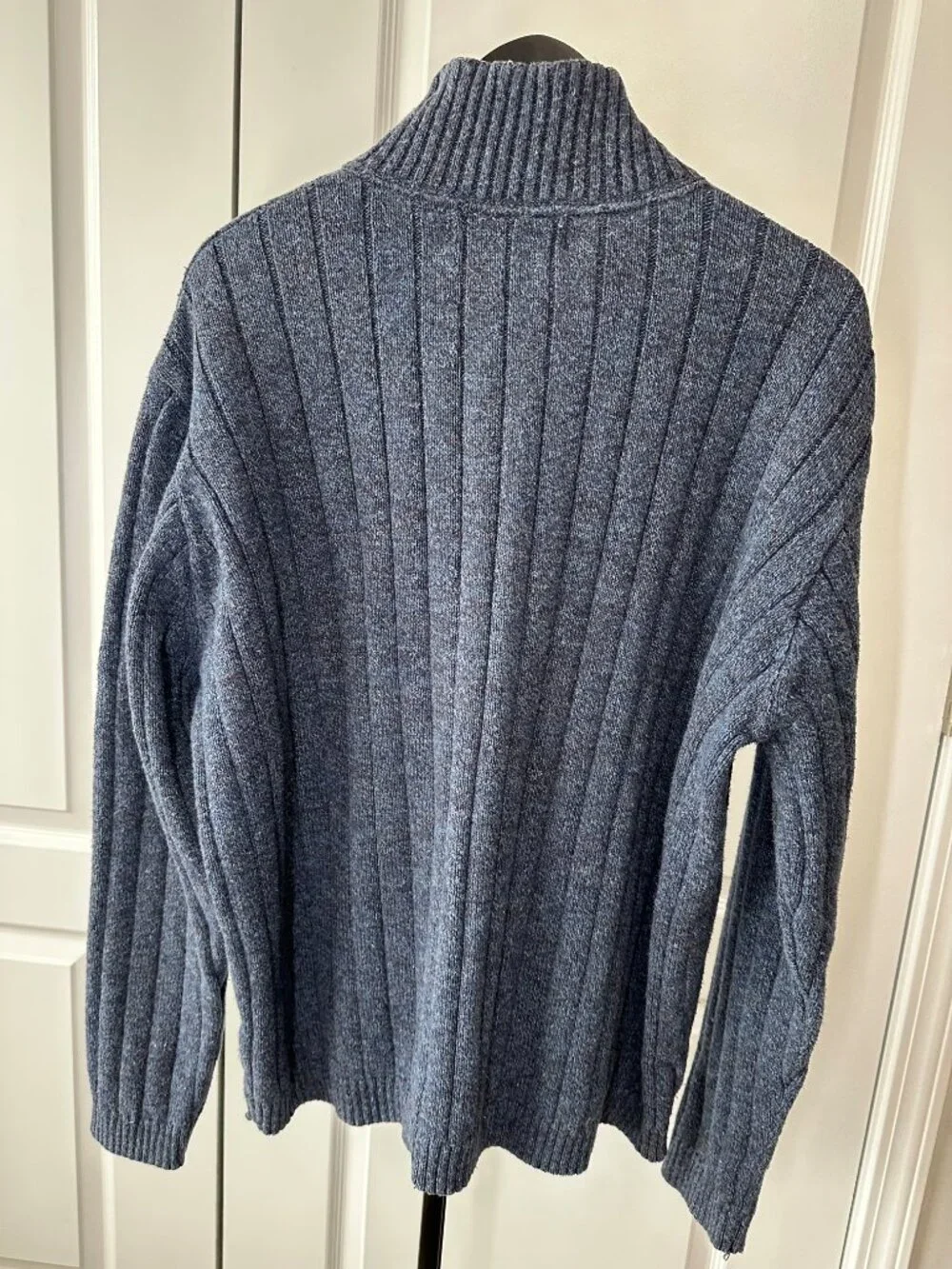 Oscar de la Renta Ribbed Quarter-Zip Sweater | Men's XXL | Blue Heather